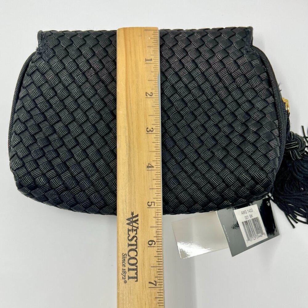 Sharif  Americana by Sharif  Elegant Black Woven Clutch with Tassel Pull - Picture 8 of 9